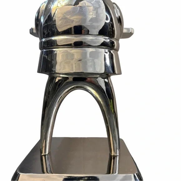 VINTAGE POTTERY BARN SILVER-PLATED SANTA CANDLE HOLDER DISH